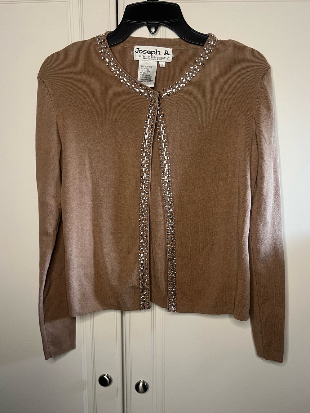 Vintage y2K Joseph A. Evening Beaded Silk Cardigan